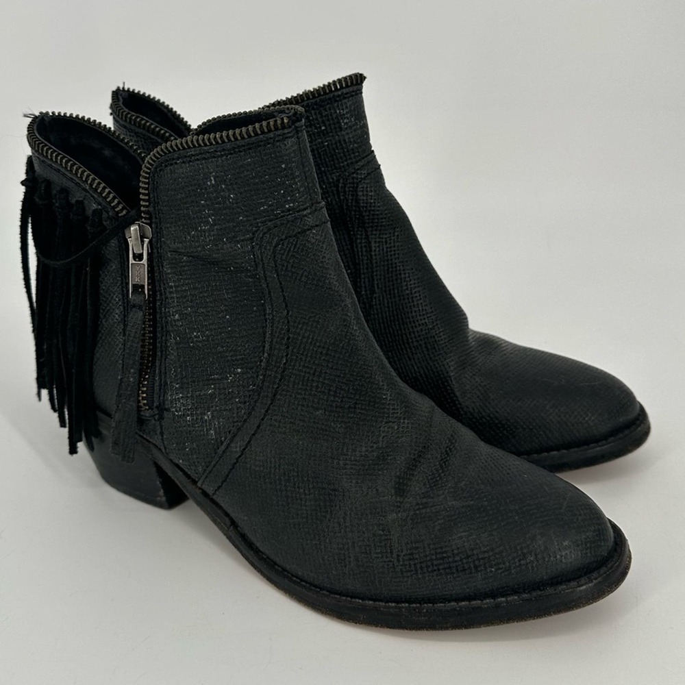 Corral Black Leather Fringe Ankle Booties